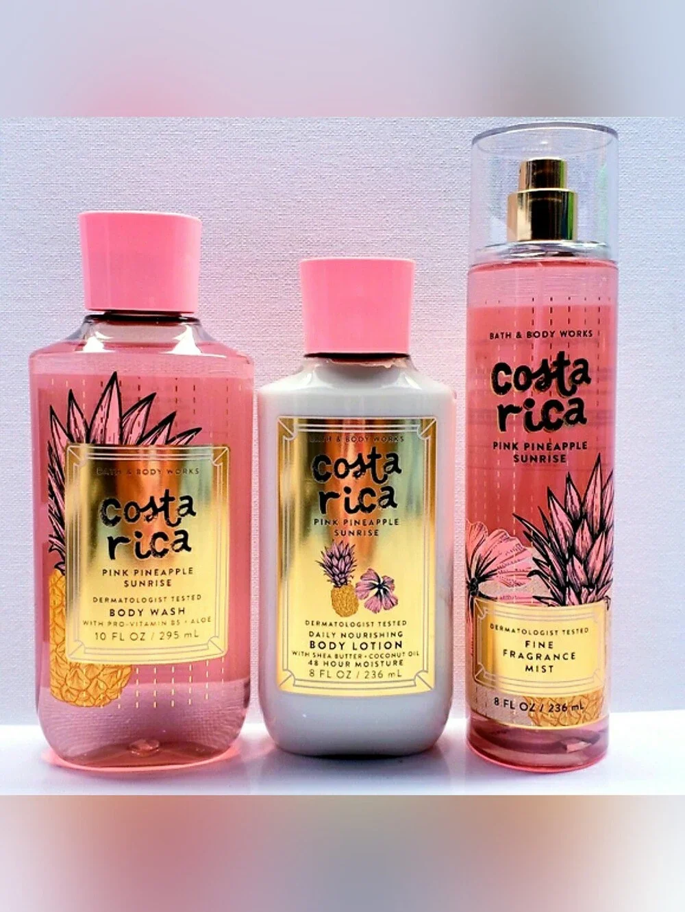 Bath & Body Works Costa Rica PINK PINEAPPLE SUNRISE Body Lotion, Body Wash, Mist